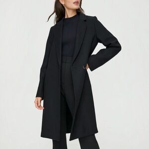 Aritzia Babaton Stedman Coat Single-Breasted Wool Long-Line Coat Black Sz XXS